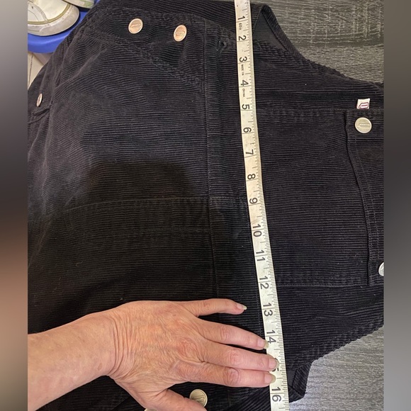 Y2K Black Corduroy Jumper Overall Dress Vest Back SZ‎ 6 Relaxed Fit Western - Picture 12 of 16